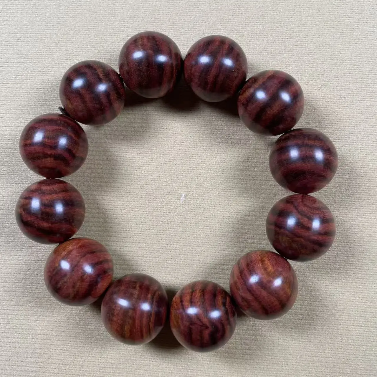 福利款2.0尺寸满纹黑线山水虎皮纹海南黄花梨手串