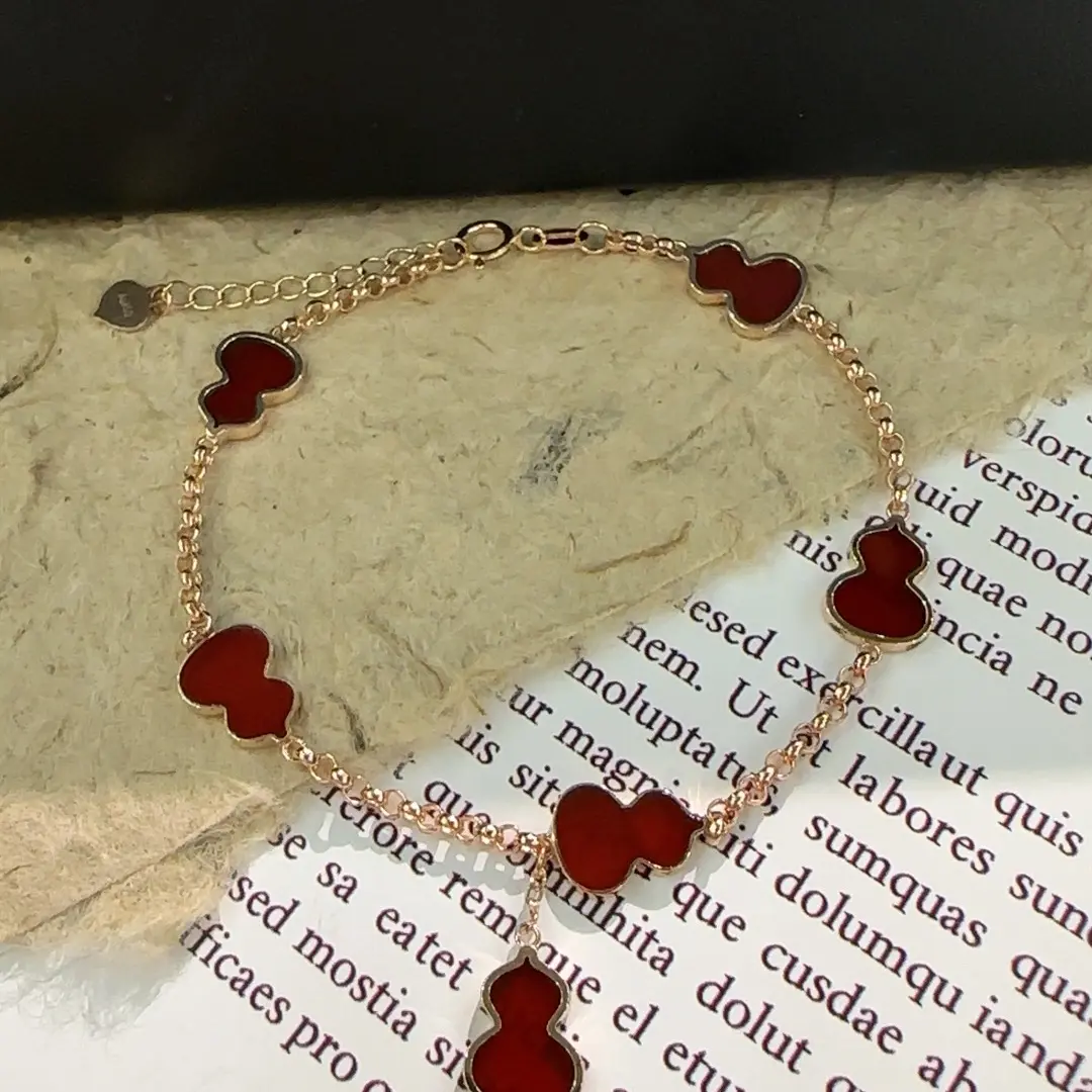 正品18K金设计款六福葫芦手链