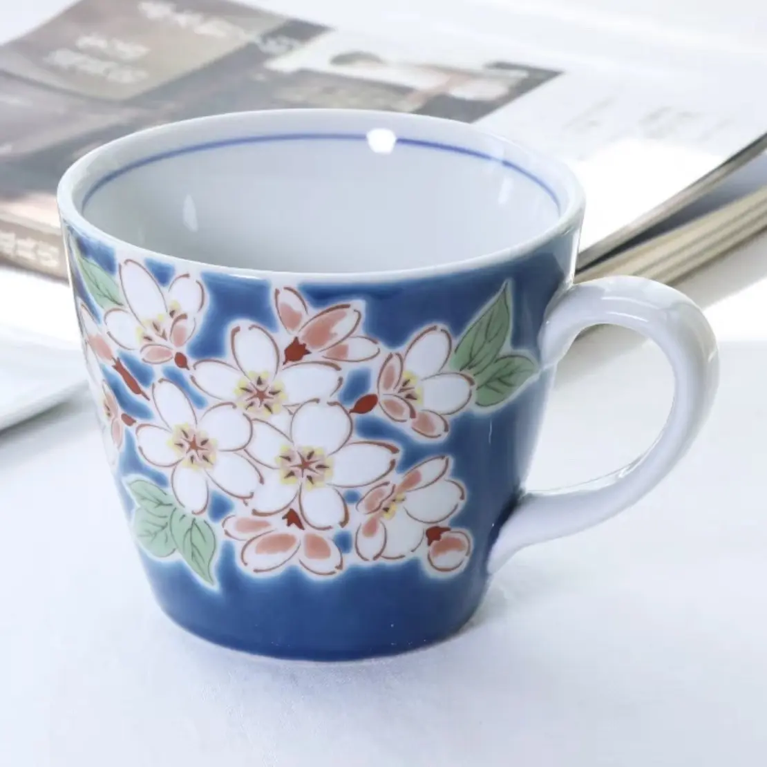 九谷四季之花-陶瓷马克杯-樱花