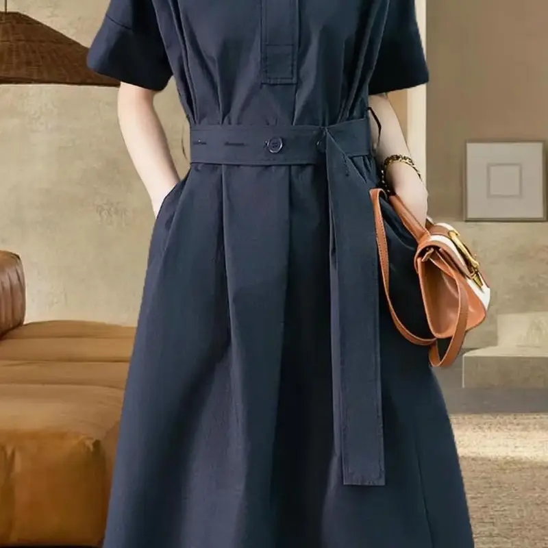 （下单备注编号）女中长款收腰显瘦纯色裙子