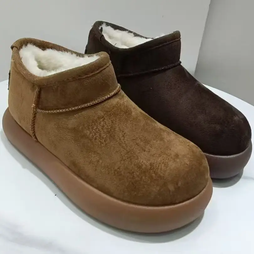 女款冬季加绒加厚防滑百搭厚底小土豆勃肯短靴