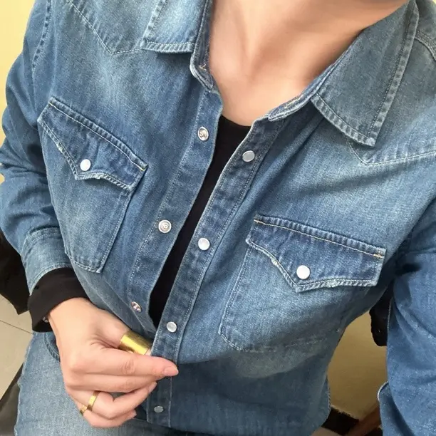 水洗显瘦纯棉休闲百搭长袖牛仔衬衫上衣