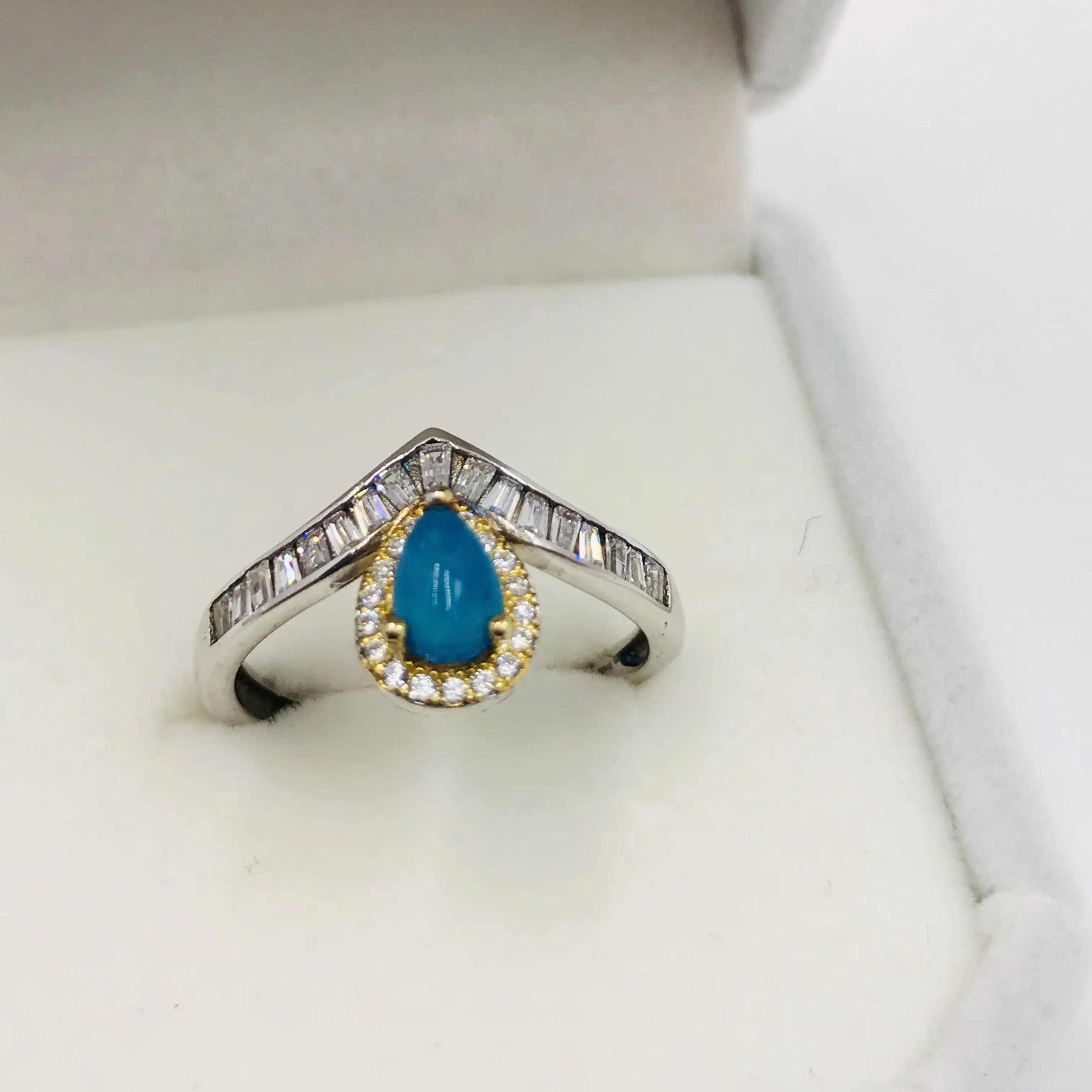 韩版设计时尚新潮款蓝欧泊宝石戒指指环s925银镶嵌