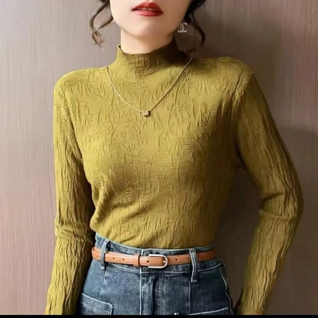 长袖针织通用毛针织衫堆堆领毛衣网红修身