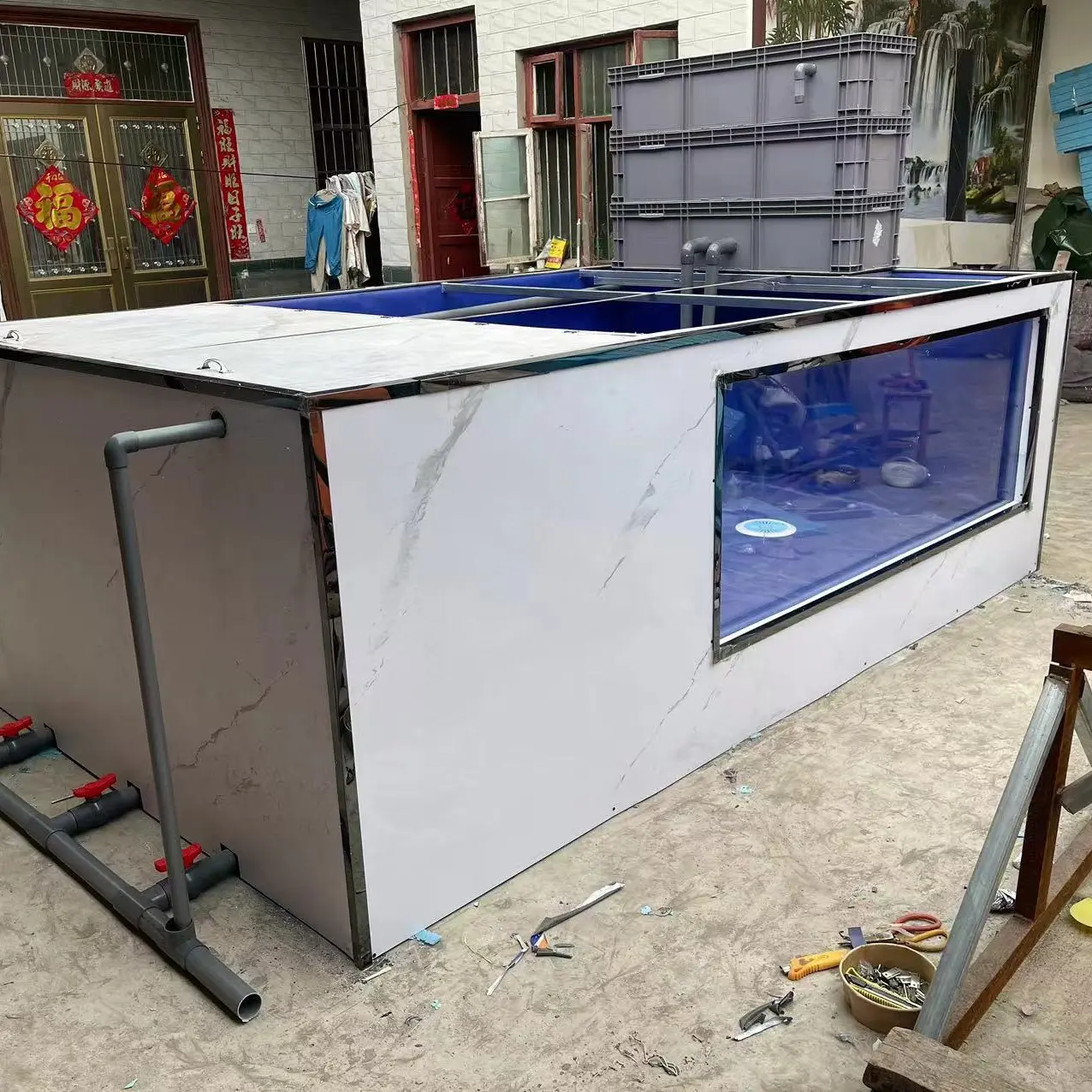 超白玻璃侧过滤观赏鱼缸可定制室内外适用