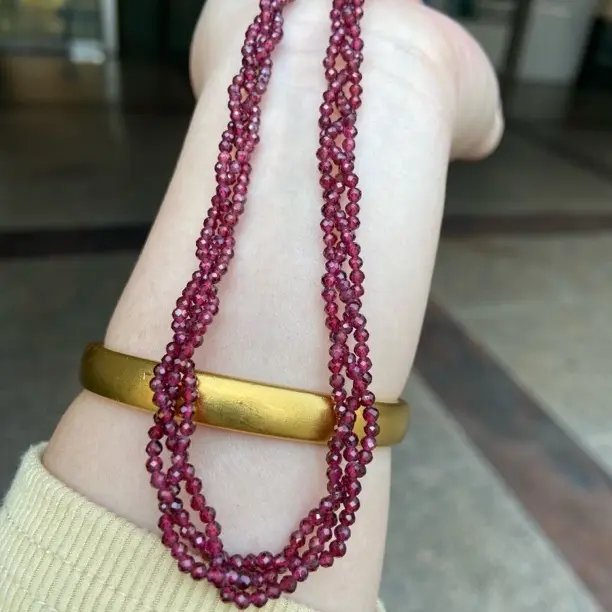 石榴石麻花锁骨项链时尚百搭女款古风优雅清新红色