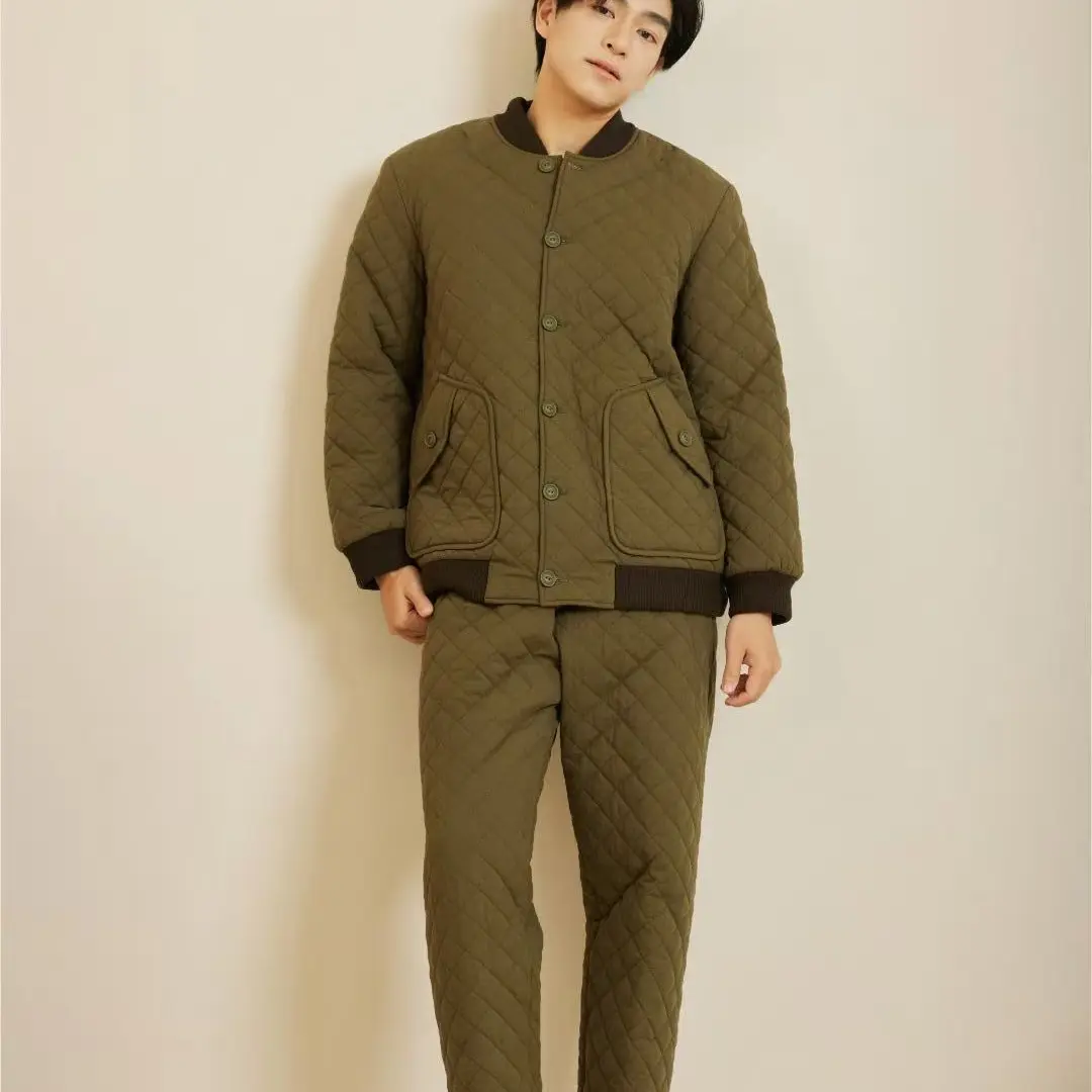 韩绿男士加绒加厚柔软舒适轻时尚可外穿家居服睡衣套装