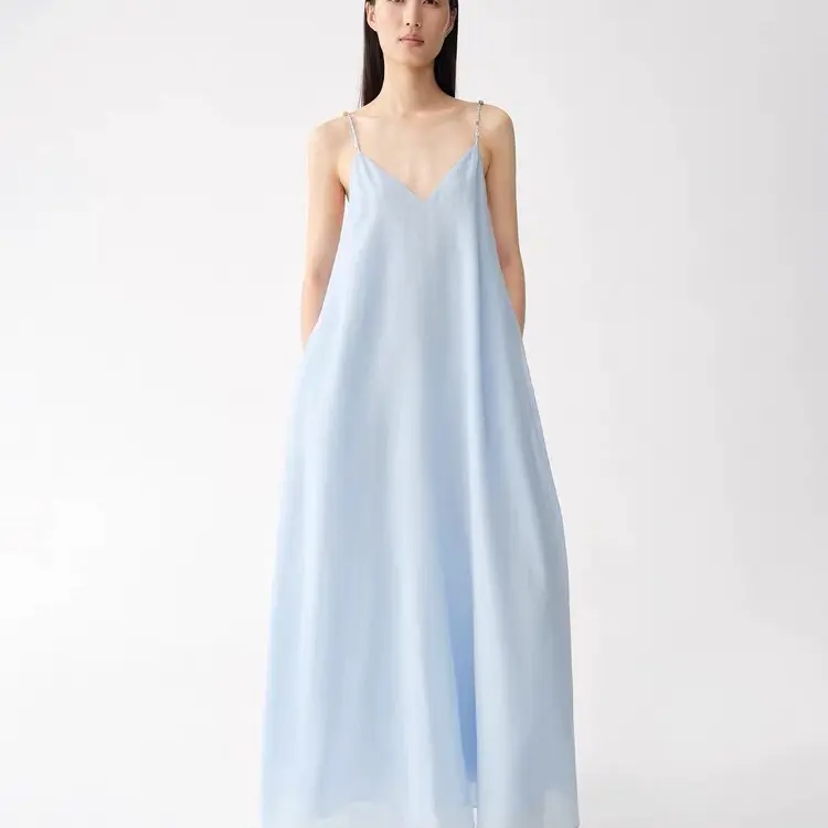 ED～吊带裙女2025夏季新款手工绳结串珠连衣裙