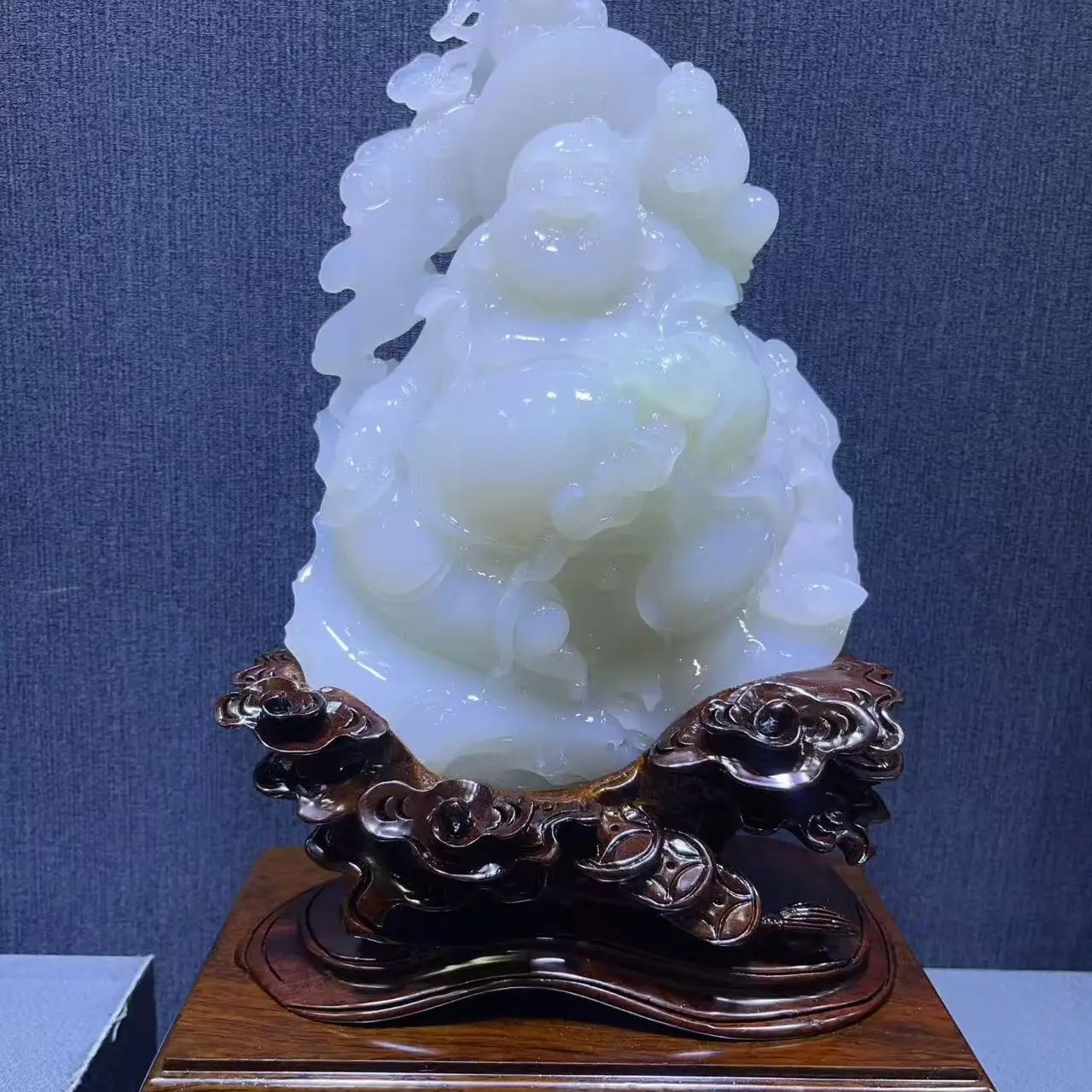 玉石大肚弥勒佛摆件客厅玄关装饰乔迁开业礼品