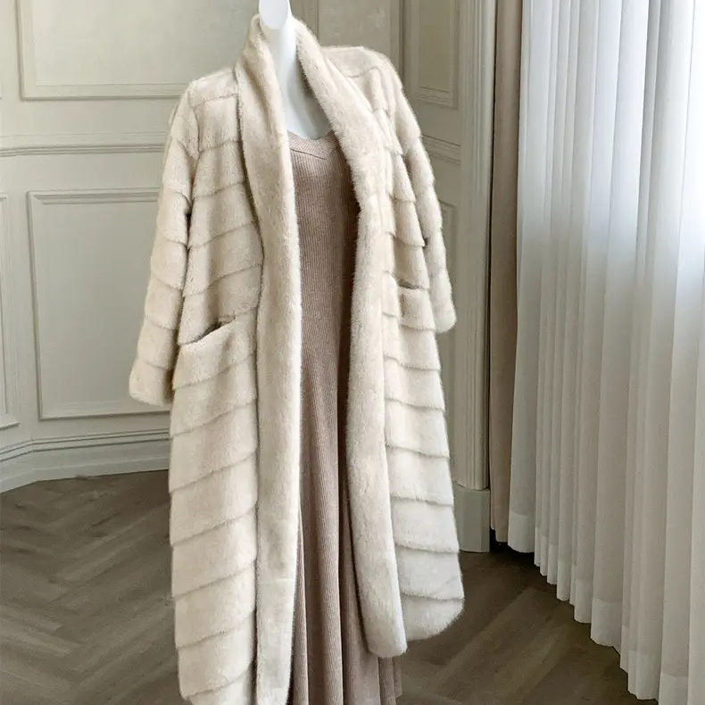 人造皮草 【DZP】珍珠女郎高级感环保长款毛毛外套冬季保暖