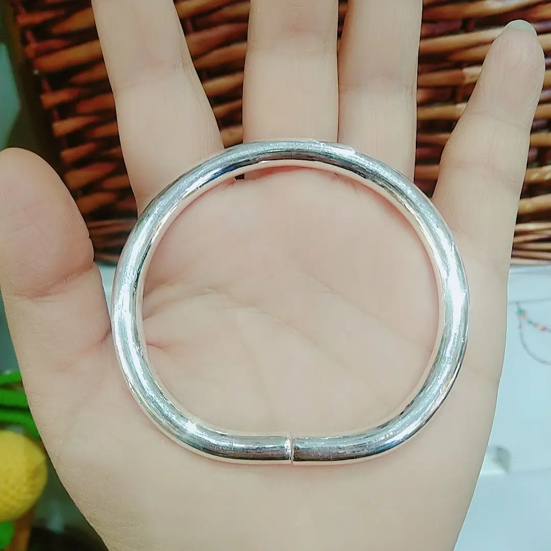 足银手镯  实心素面泥鳅贝手镯