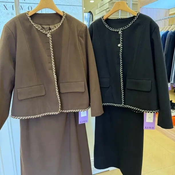 秋冬新款双面呢大衣女中长款韩版宽松小香风呢子外套200斤内可穿