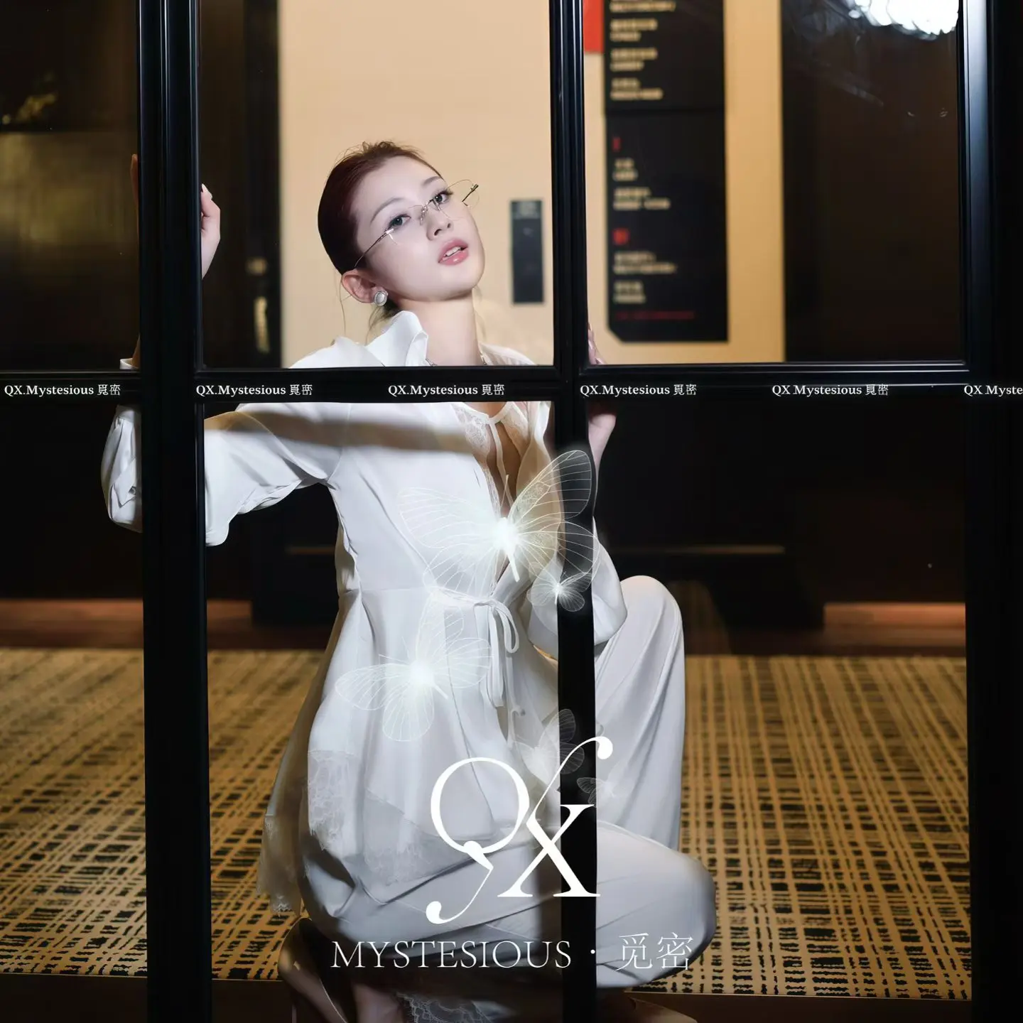 QX.MYSTESIOUS 覓密 | 隐欲法则 | 纯欲性感蕾丝衬衫长睡衣套装