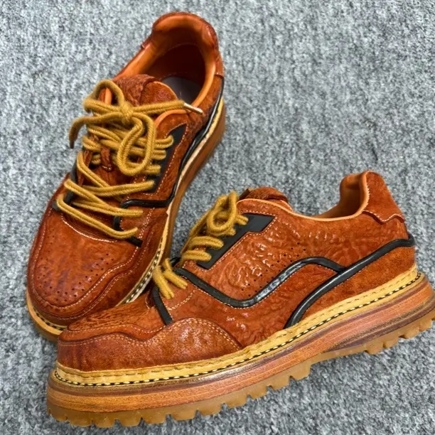 重水洗手工真皮马臀皮系带透气耐磨复古休闲皮鞋