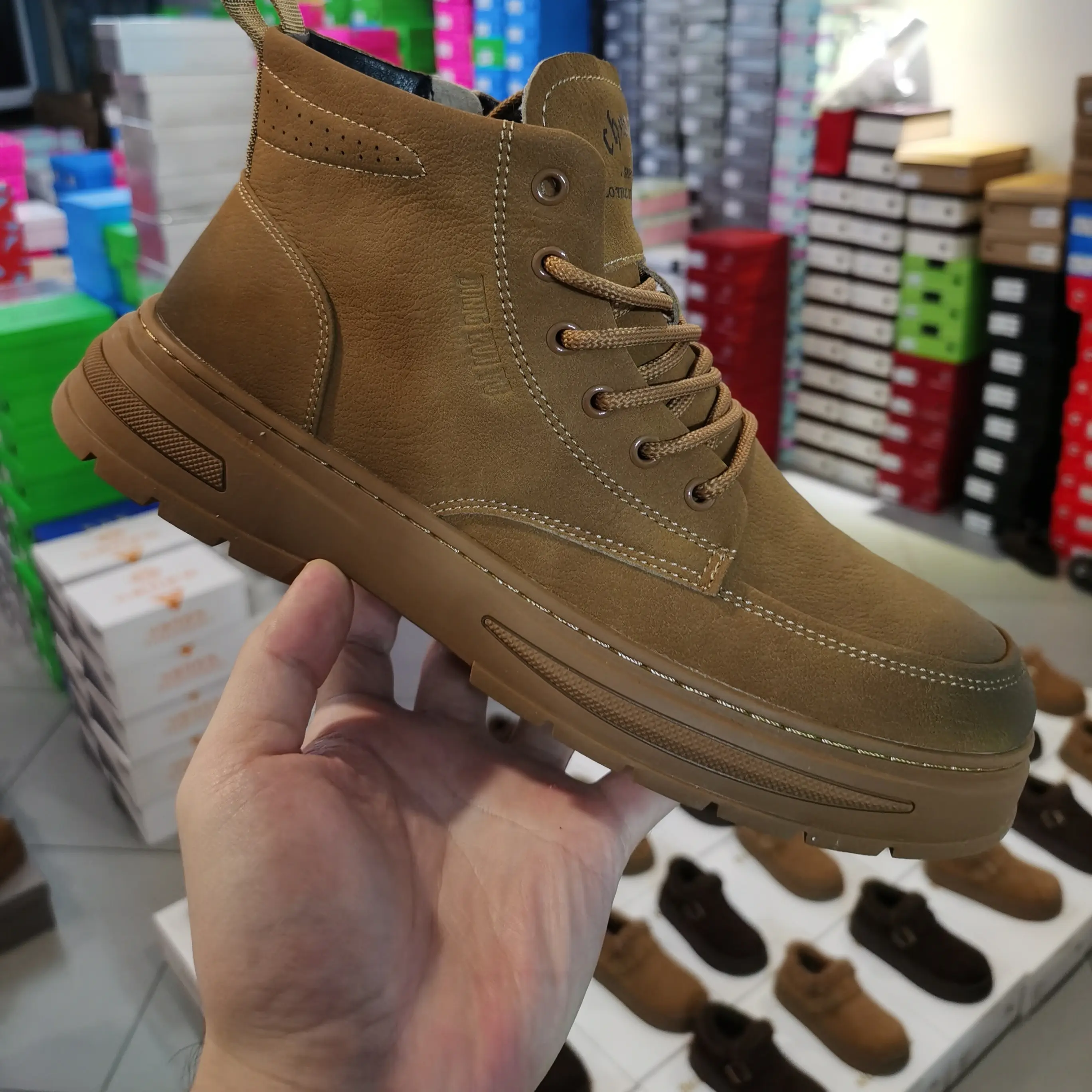 [温州名鞋行]高帮男款百搭秋冬户外工装马丁靴