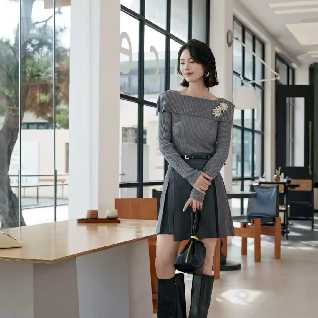 【纳纹】压褶工艺半裙配送皮腰带