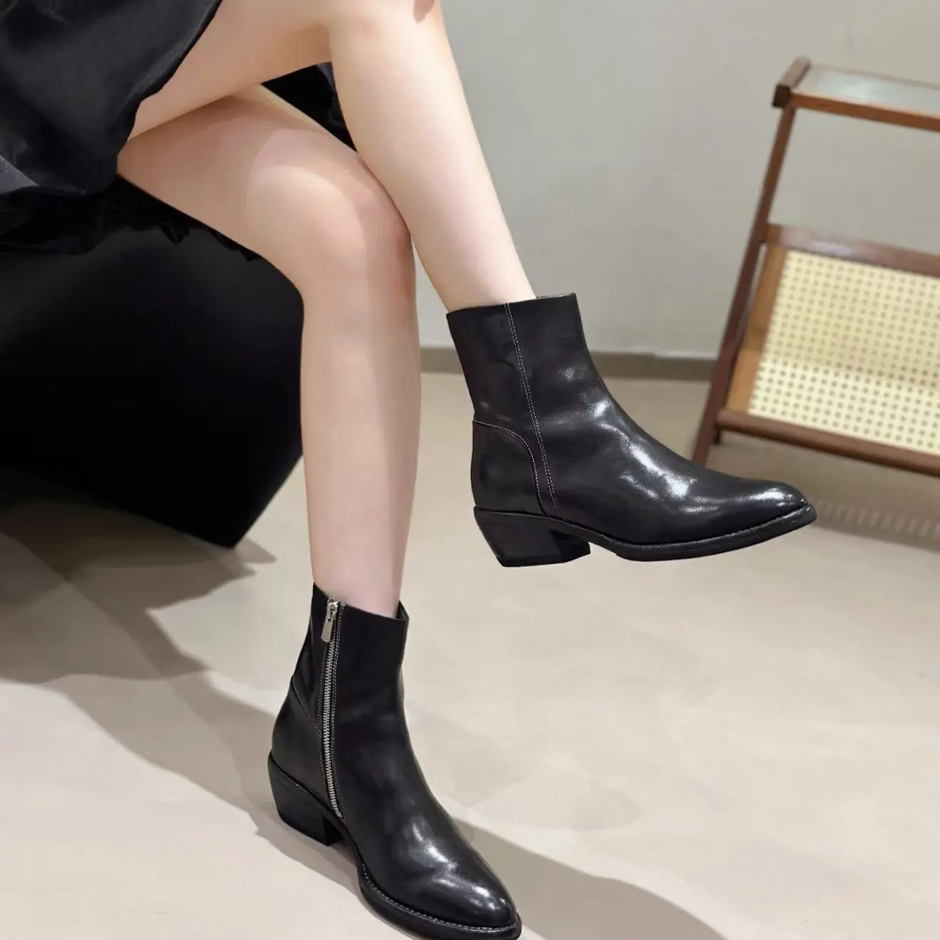 LIAJIGIRL/阿吉女·原创设计大牌走秀时尚马皮短靴靴子皮鞋#151200