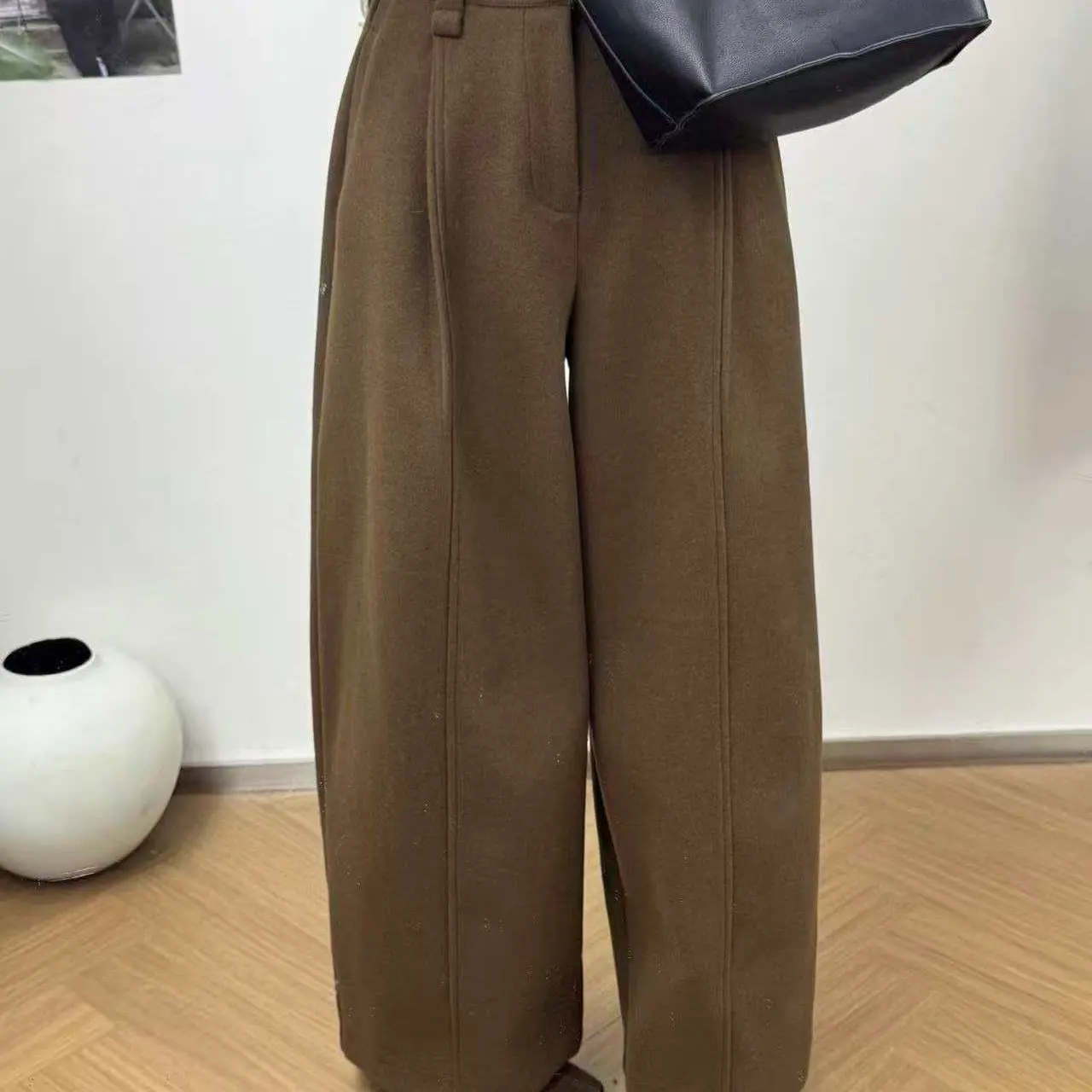 衣凡6875高腰显瘦加厚毛呢阔腿休闲裤秋冬