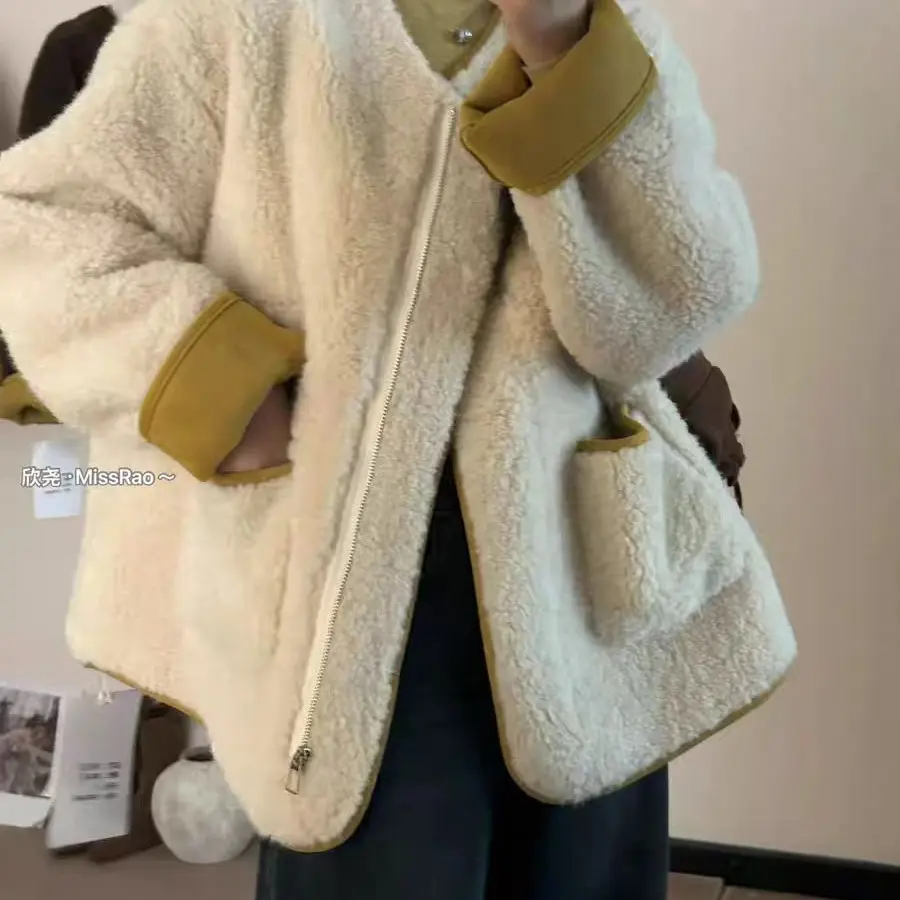 高级感羊羔毛外套女冬季新款宽松保暖时尚加厚毛毛上衣