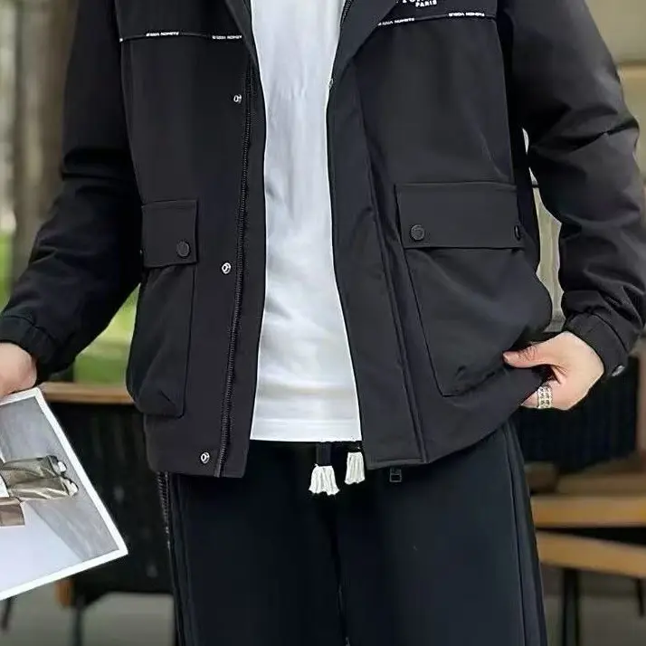 2025男士羽绒服防风外套冬季连帽工装休闲加加厚保暖百搭男装外套