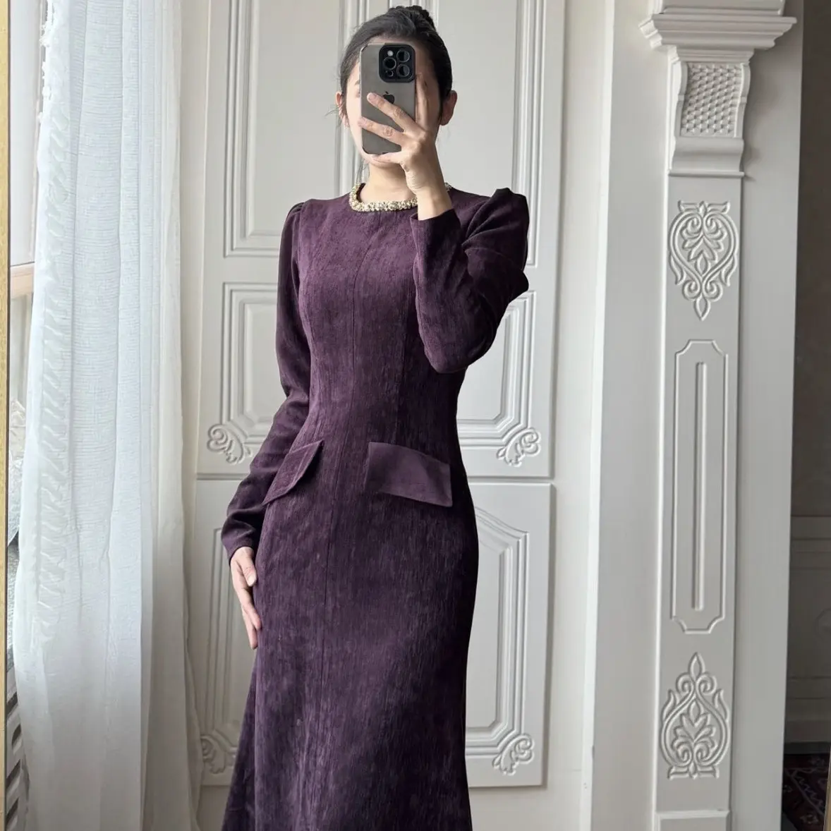 日系古着vintage法式复古秋冬连衣裙