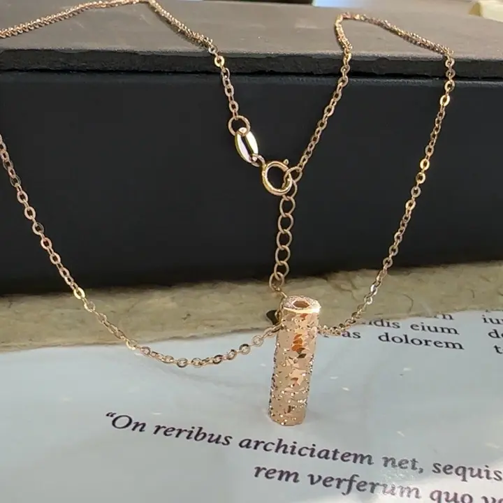 正品18K金碎碎金柱套链