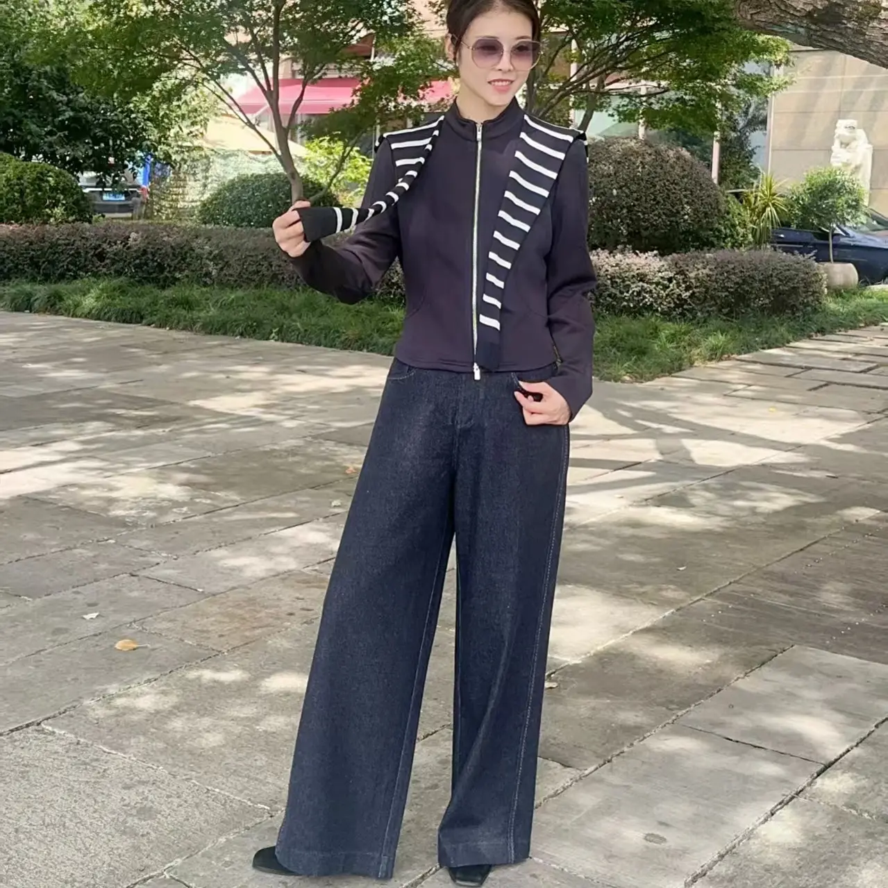 洋气灰色阔腿裤秋季