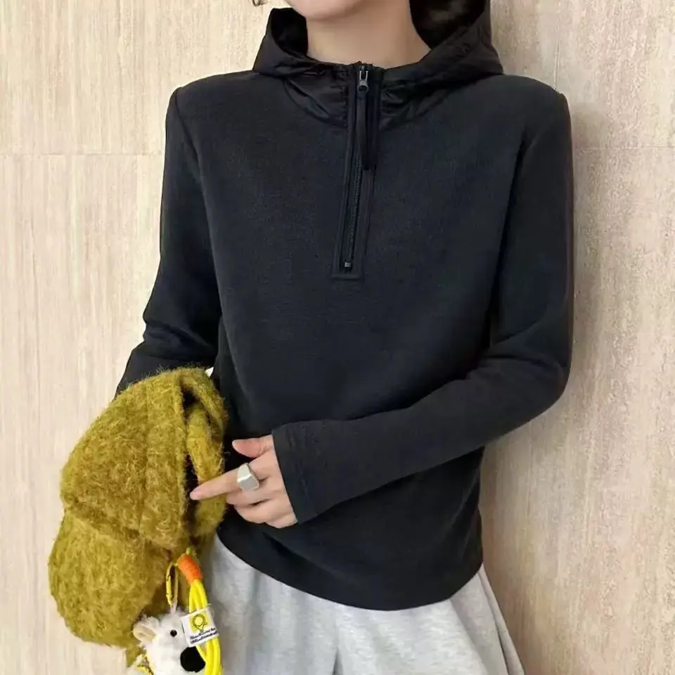 新款加绒连帽设计感百搭显瘦女士卫衣8803