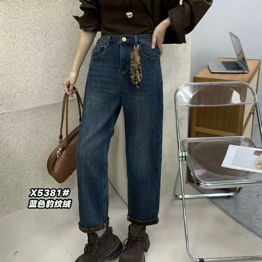 冬季加绒高腰显瘦老爹牛仔裤女款百搭，按图片上的款号下单