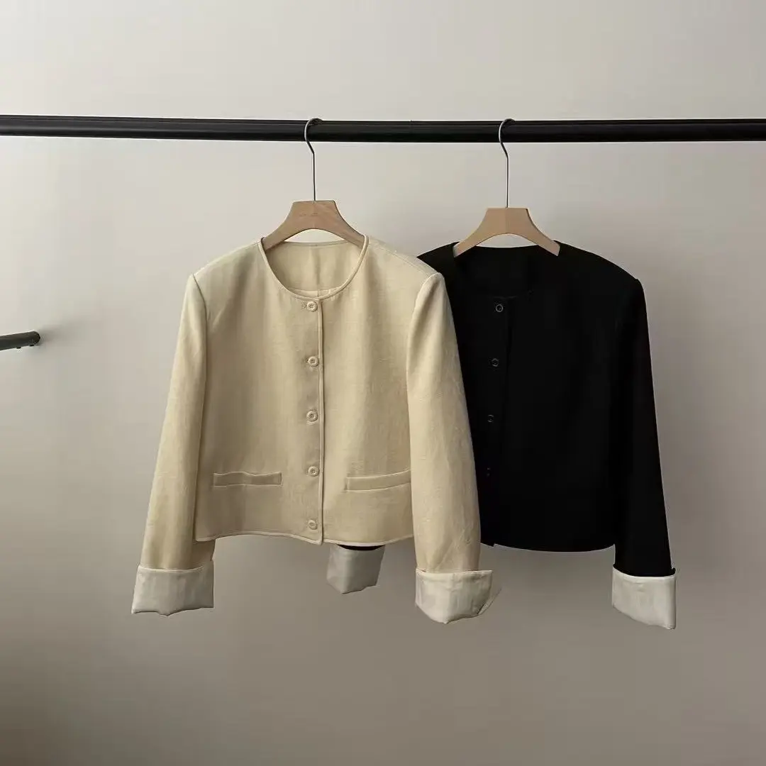 秋季短款常规款圆领短外套气质女装韩版百搭