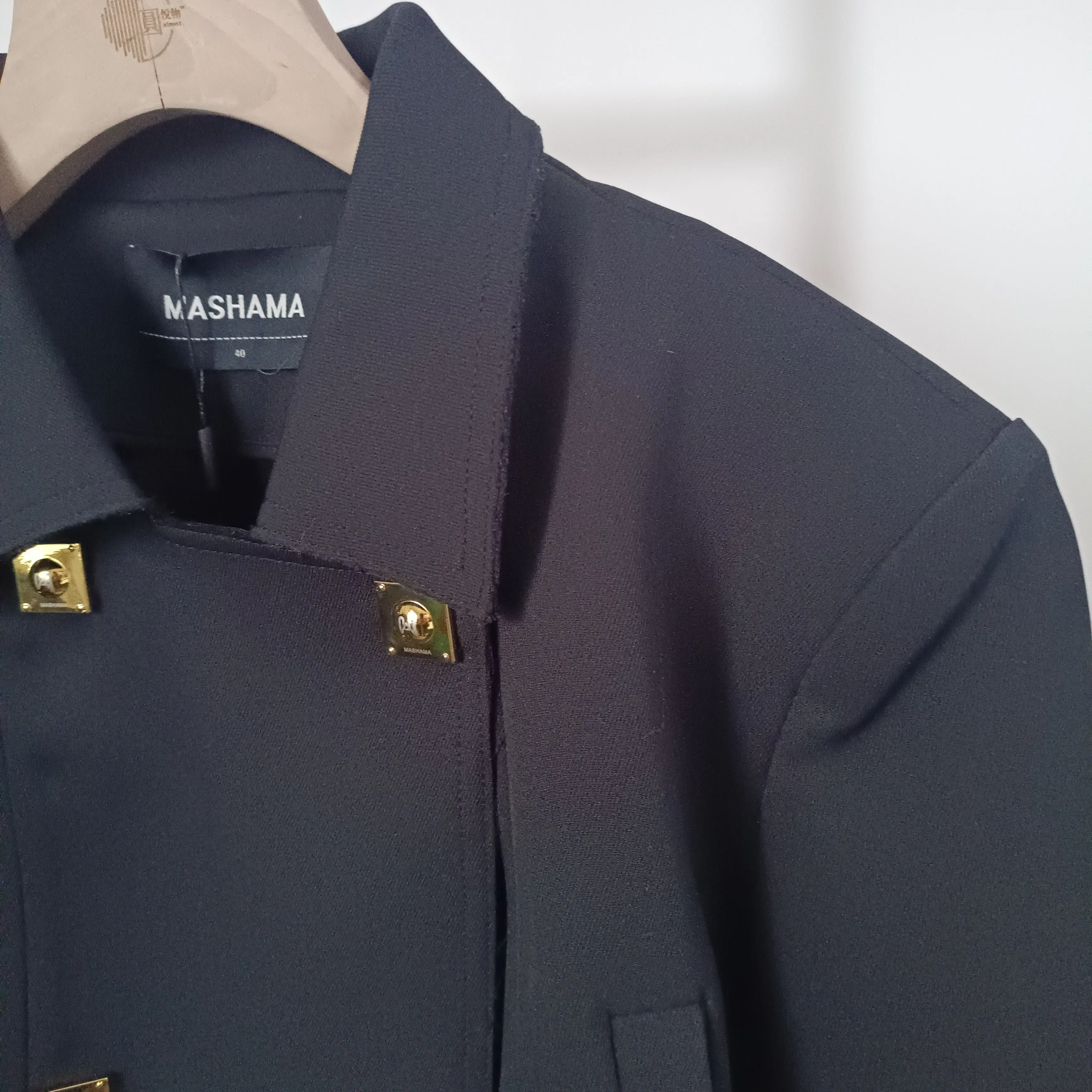MASHAMA新款高级感百搭双排扣翻领外套