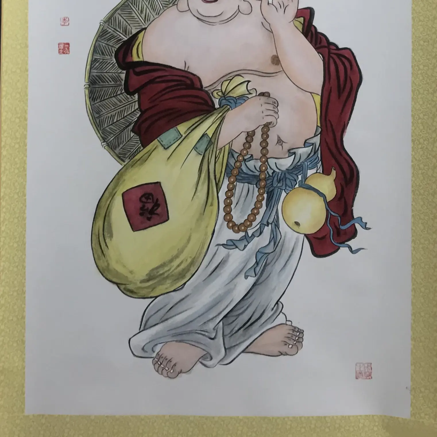 新中式弥勒佛画像 客厅书房茶室玄关禅意 装饰画