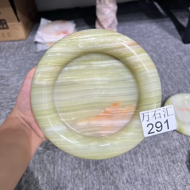 天然石材青玉嘟嘟盘家居摆件