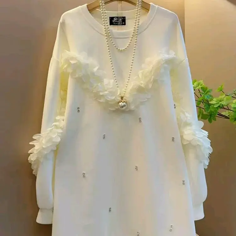 2025欧货新款重工胖妹妹圆领宽松显瘦遮肉简约时尚大衫