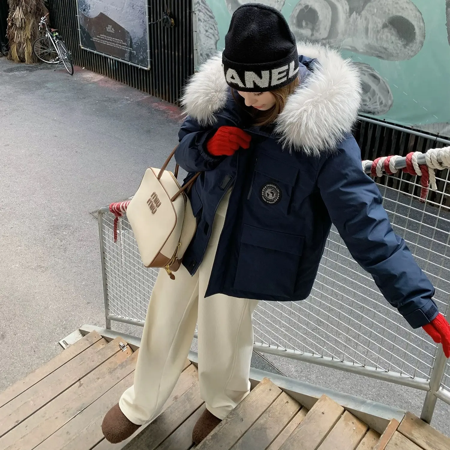 毛领加绒加厚派克服男女童棉服冬装保暖连帽中大童防风外套