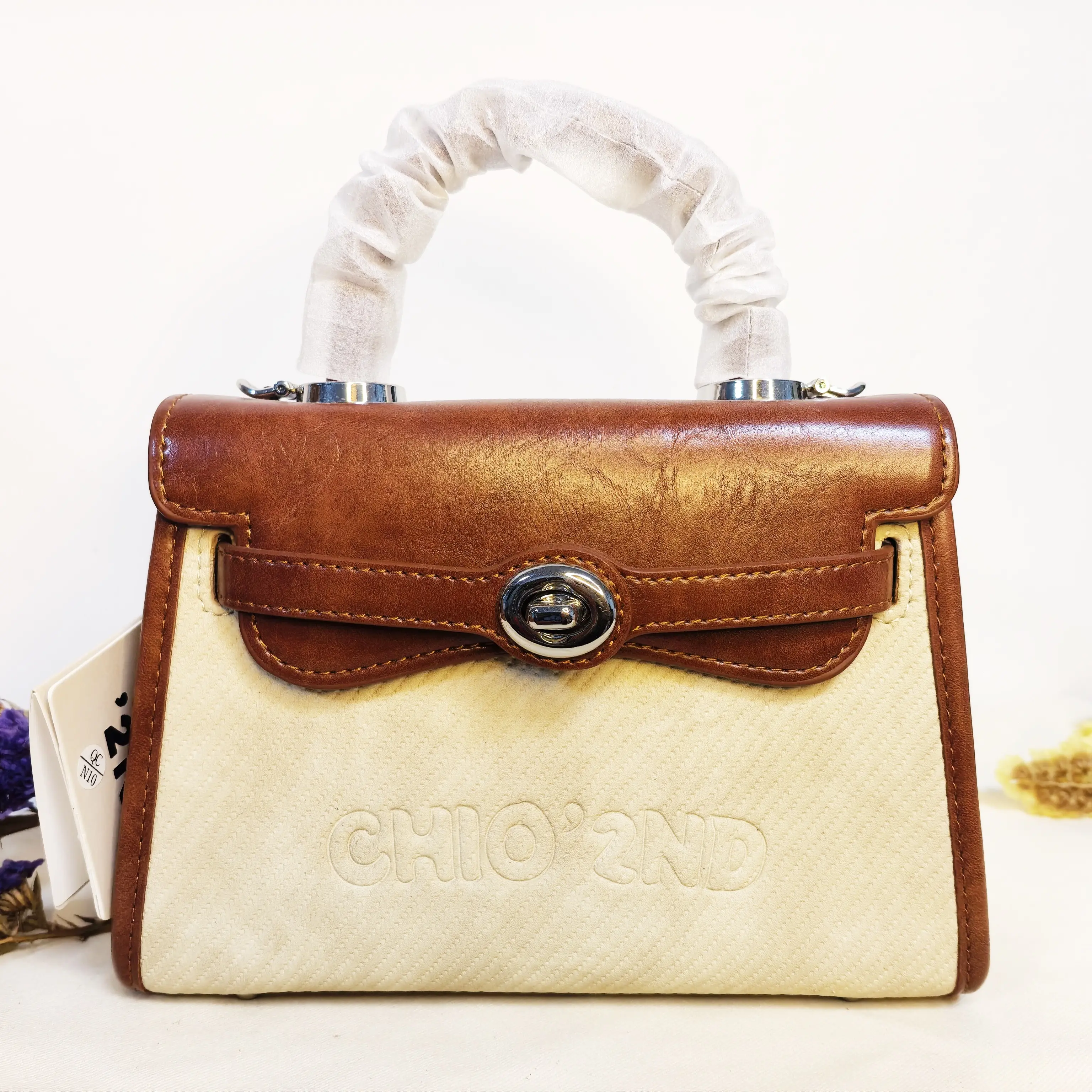 休闲时尚拼色女包质感锁扣手提单肩斜挎包小众百搭