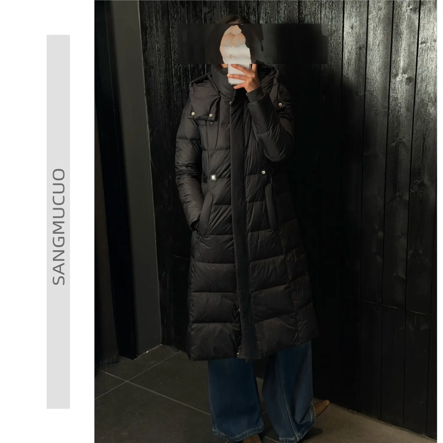 圣诞－【sangmucuo】新款连帽长款收腰显瘦羽绒服