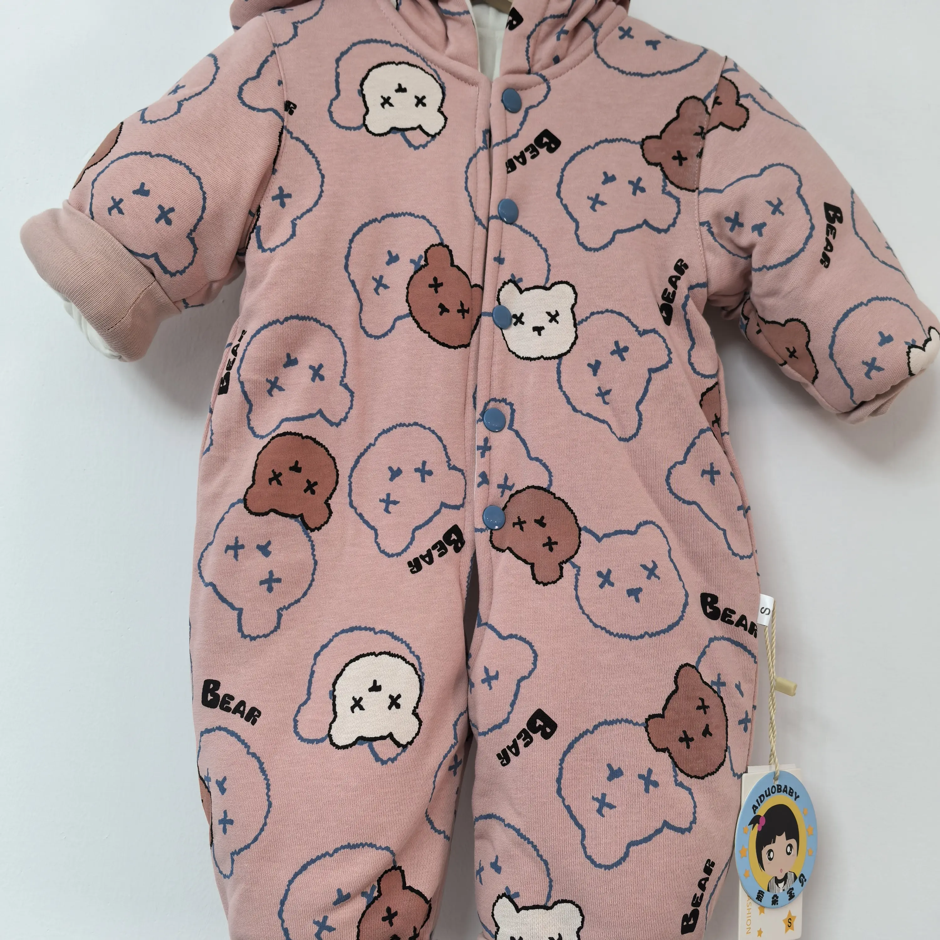 加厚棉花400克婴幼儿开档连体哈衣爬服秋冬款