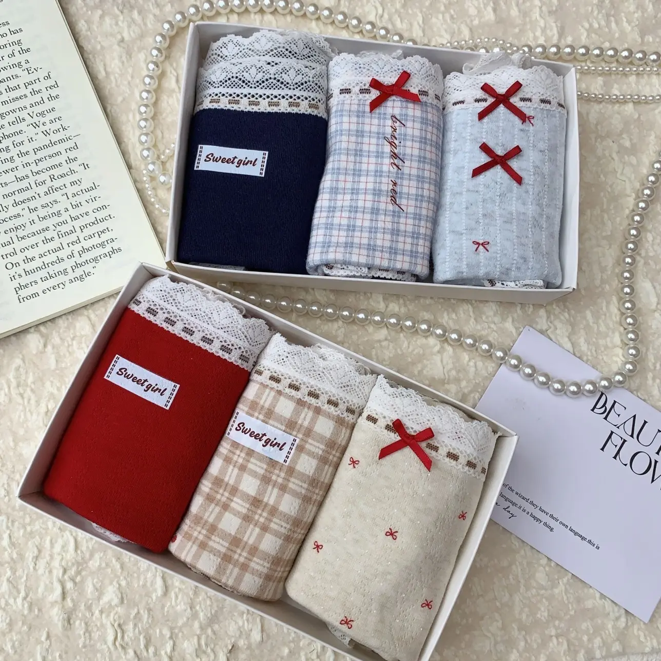 中腰棉抑菌裆蕾丝花边透气女士三角内裤1203