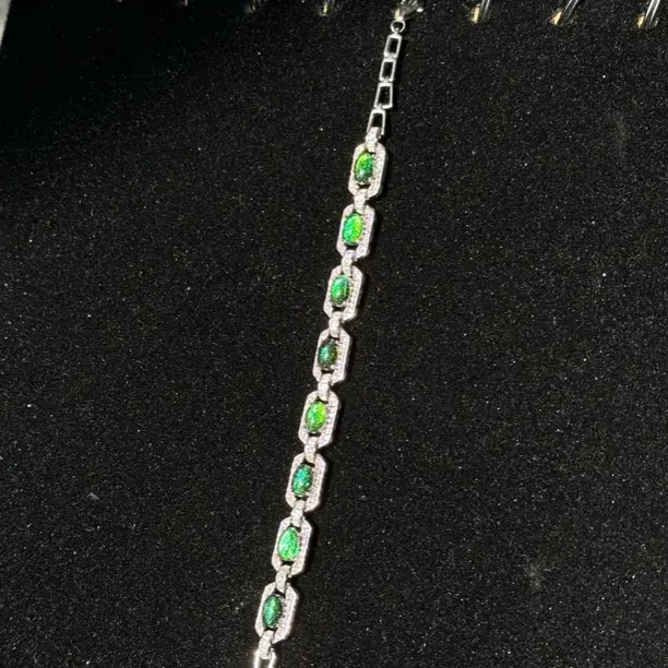 925银玻璃手链 925银手链 纯银小众轻奢非遗吉丁虫手链