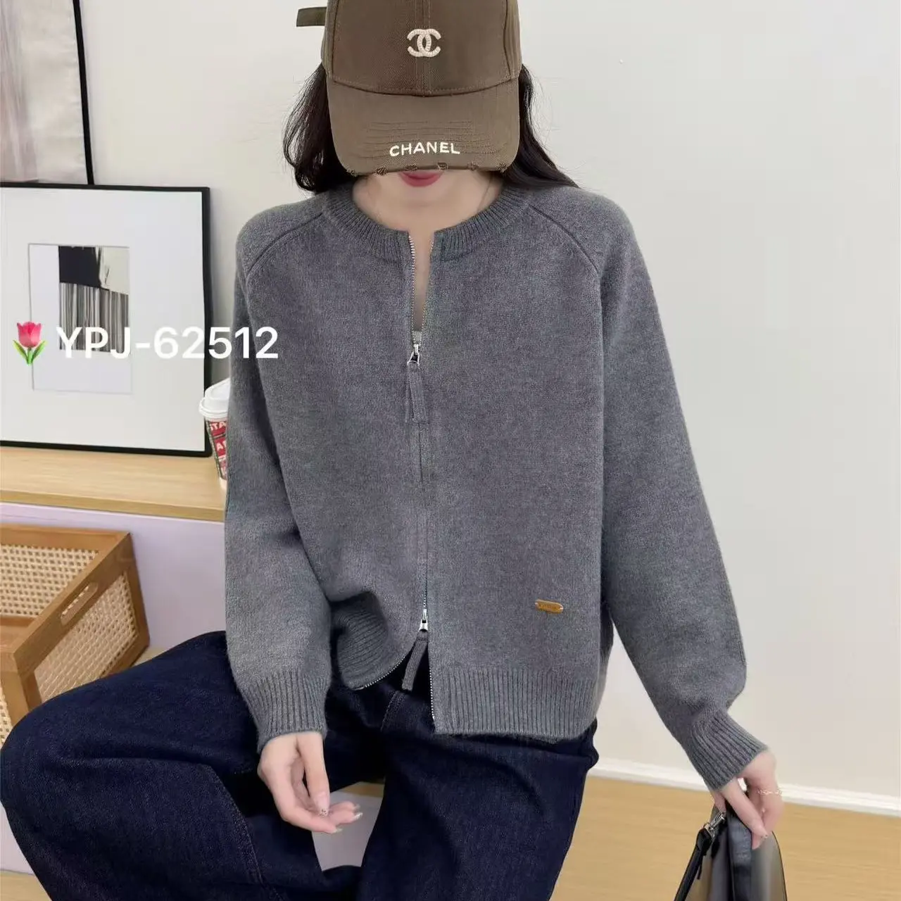 （金金屋）针织纯色显瘦针织衫加厚毛衣圆领时尚毛针织衫