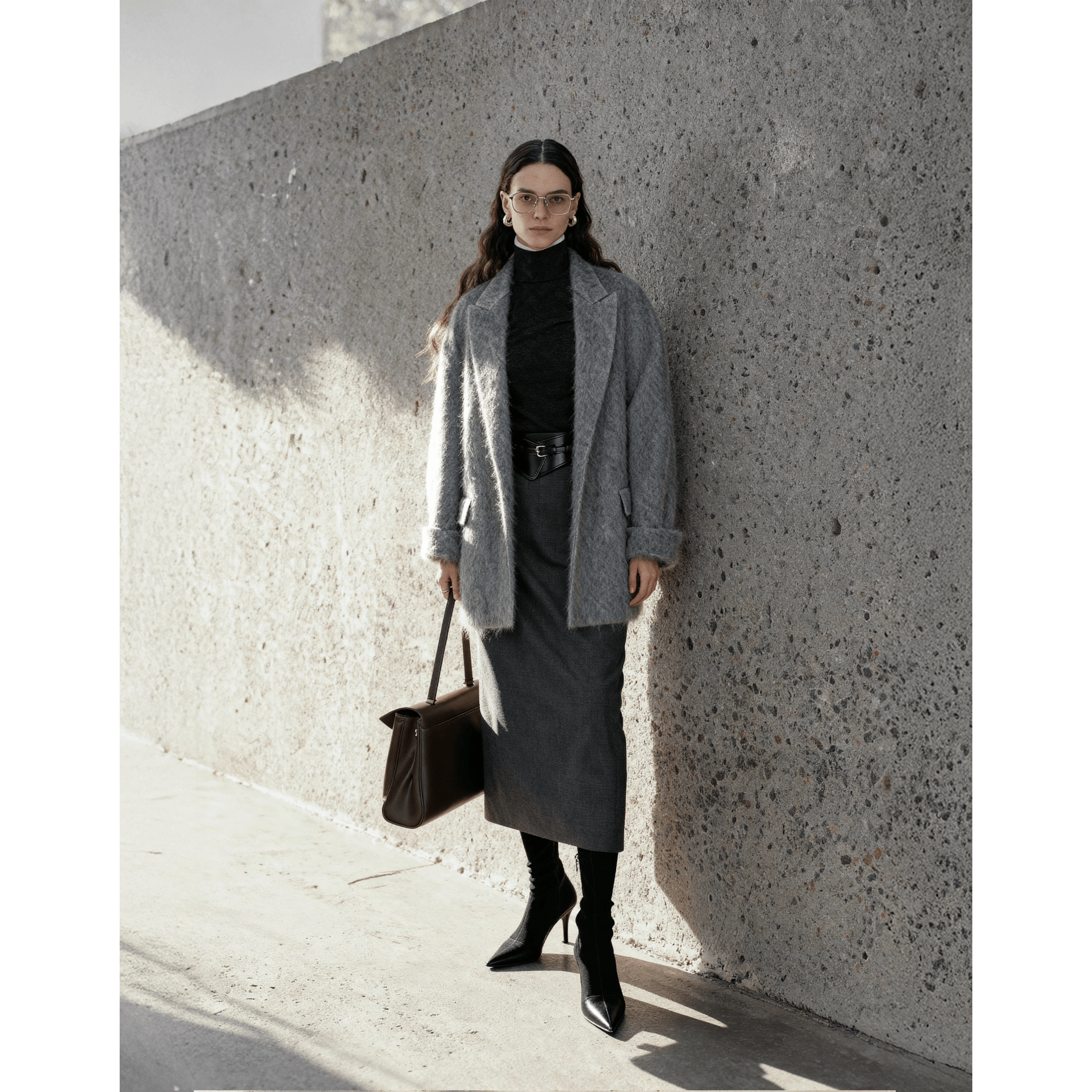 LYNEE【暖冬】新黑标系列 山羊绒羊毛混纺 大衣外套LGD2FAW197-XS