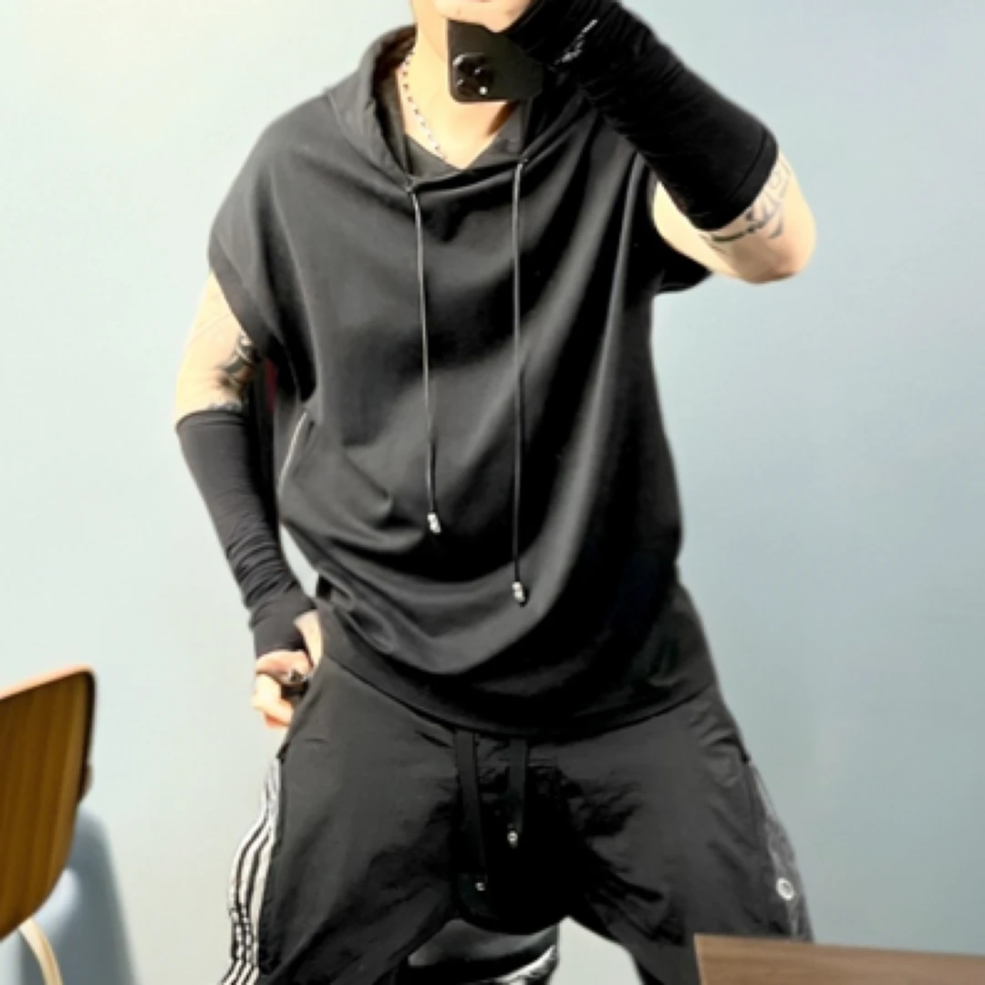 【一乐潮品】液氨棉阔版连帽，侧幅拉链，时尚坎肩背心（连帽款）