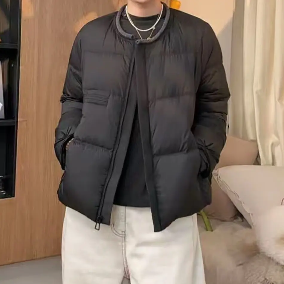 圆领厚款排骨女短款冬季新款韩版宽松高级感保暖小个子白鸭绒外套