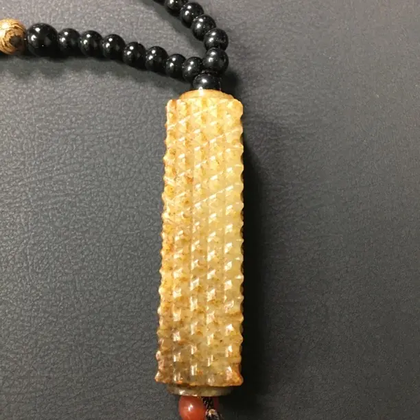 蒲纹和田玉手把件