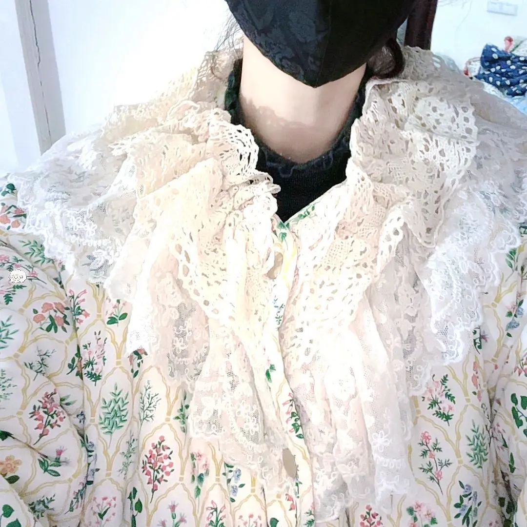 木子家棉花衣三层碎花蕾丝领