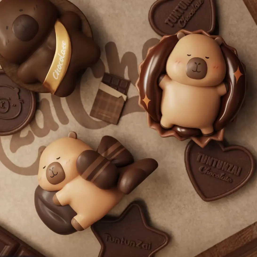 【拆盒】巧克力豚豚崽系列萌粒盲盒可爱卡皮巴拉玩具摆件