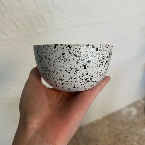 随机纹理黑白墨点ins风手工日式陶瓷大碗