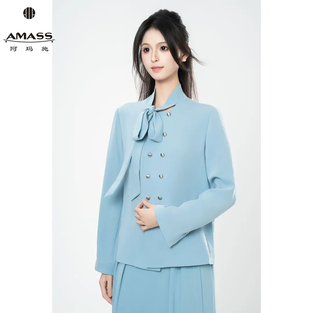 AMASS/阿玛施2025新款轻职杨高级时尚通勤气质法式阿玛施牛仔衬衫