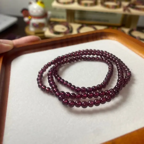 天然紫牙乌石榴石多圈手串时尚气质之选女士水晶手链